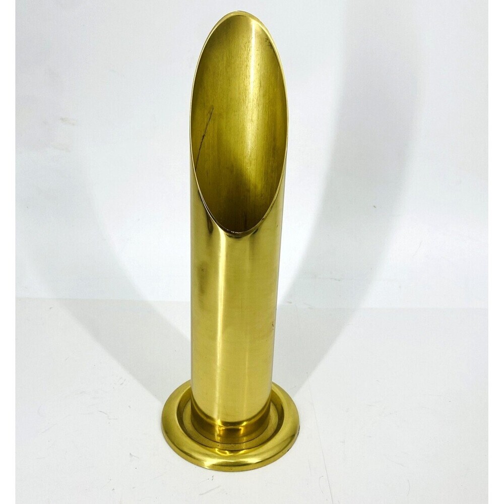 Vintage MCM Gatco Modernist Solid Brass 11" Tube Vase Mid Century Home Decor